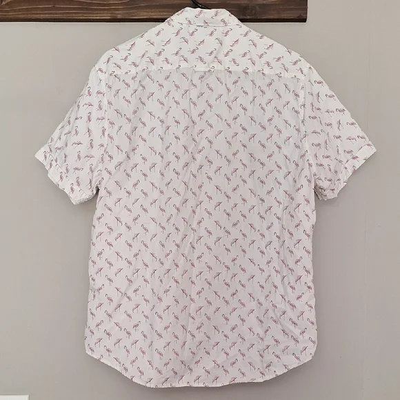 White Shirt with Pink Flamingo Pattern - Picture 3 of 3